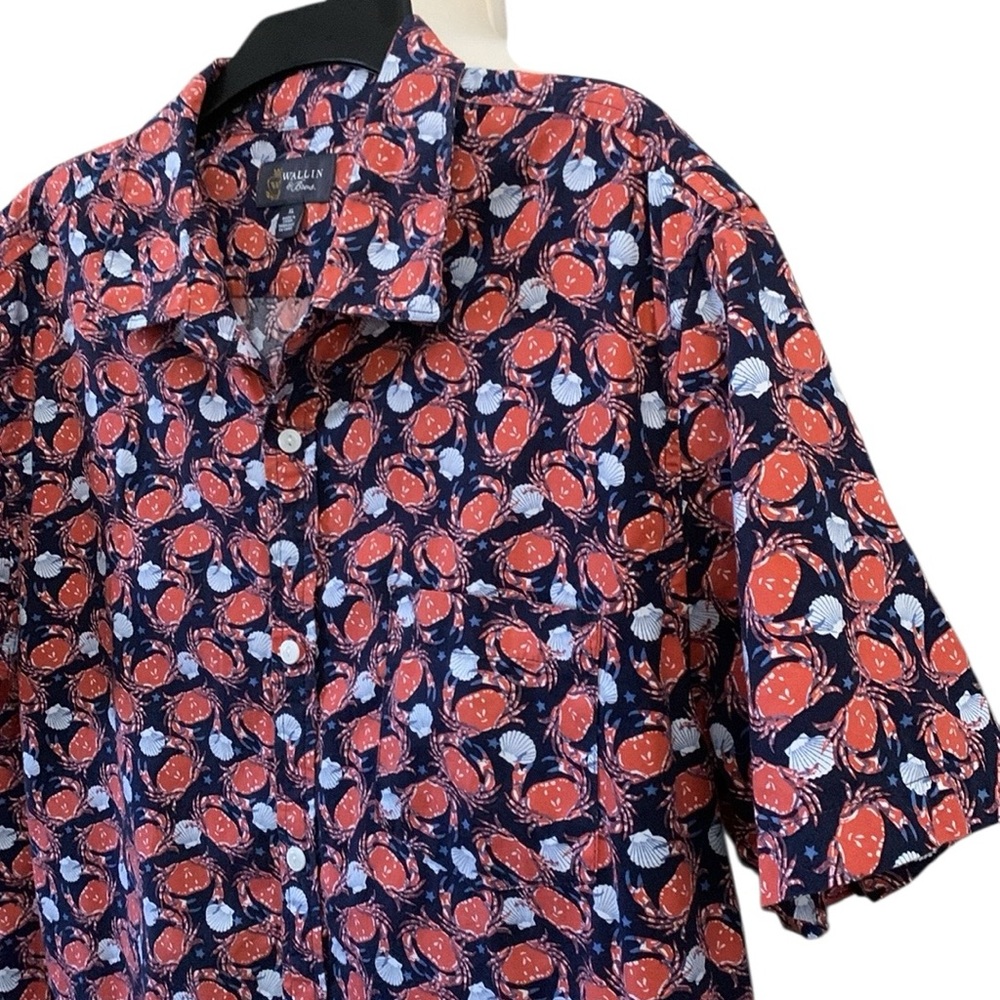 Wallin & Bros. crab seashell short sleeve casual button down shirt - Picture 3 of 11